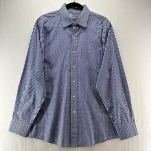 Ratio Clothing Button Up Shirt Men L Blue White Gingham 100% Cotton Sam Schmitt
